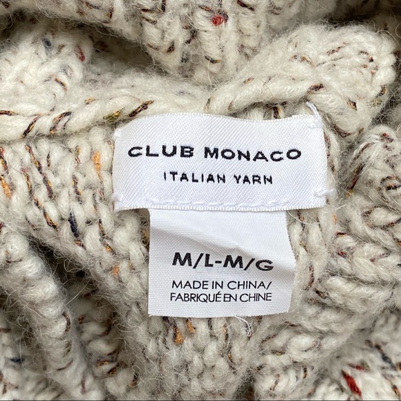 Club Monaco cream tan chunky knit ribbed turtleneck poncho sweater - Picture 8 of 10
